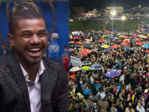 Debaixo de chuva, multidão lota arena em Salvador para celebrar vitória de Davi no BBB 24